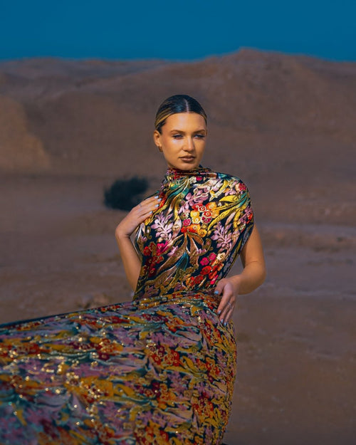 Silk Lurex Floral Fabric - Velvet, Chiffon - Sharqiya - الشرقية