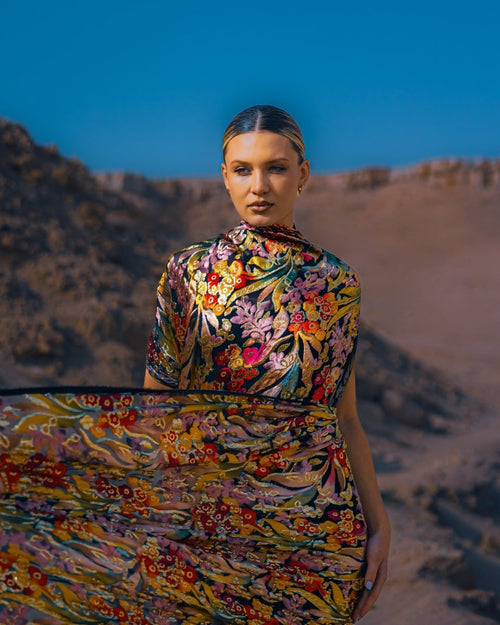 Silk Lurex Floral Fabric - Velvet, Chiffon - Sharqiya - الشرقية