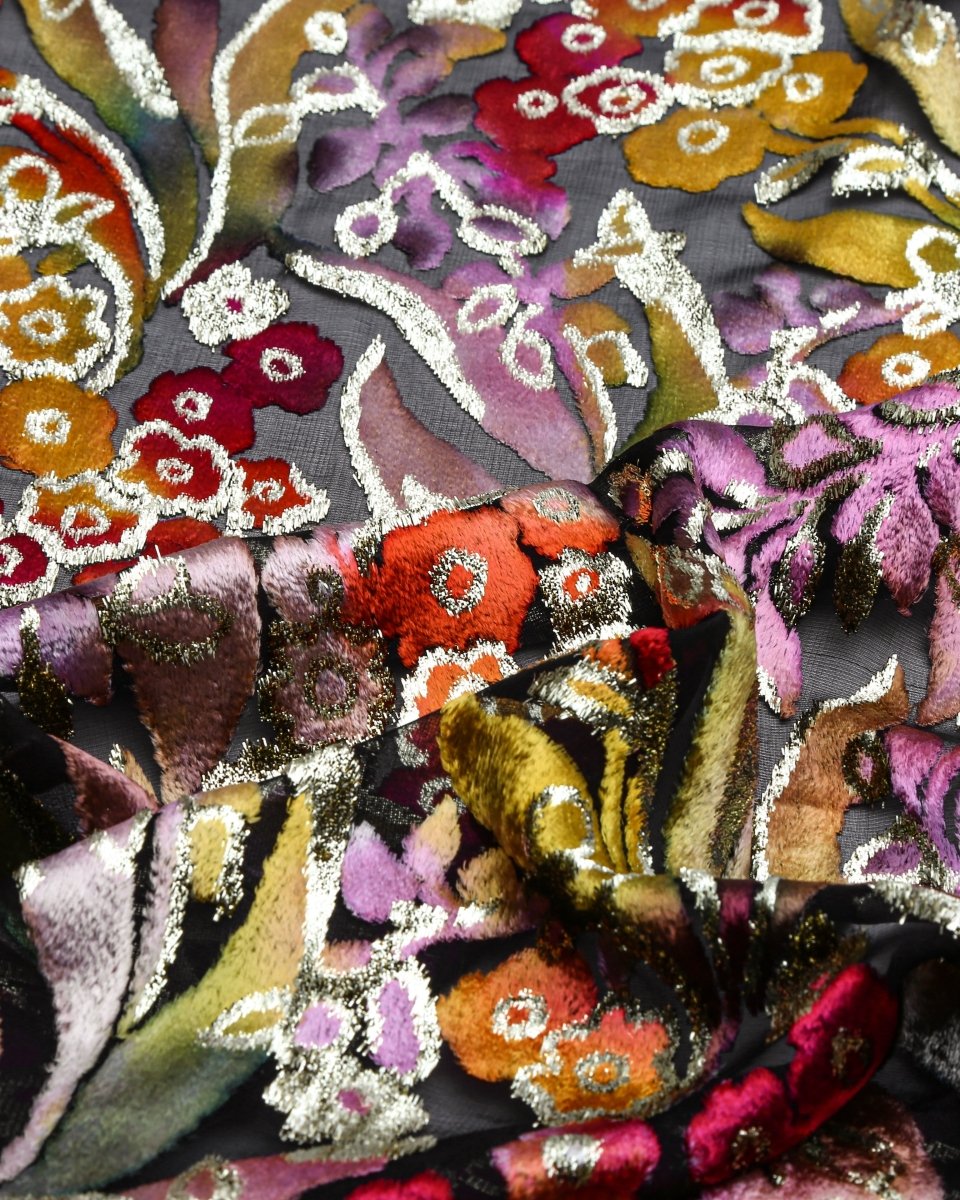Silk Lurex Floral Fabric - Velvet, Chiffon - Sharqiya - الشرقية
