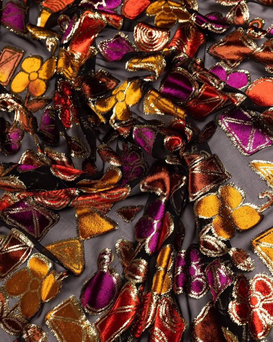 Silk Lurex Floral Fabric - Velvet, Pure Silk, Chiffon - Sharqiya - الشرقية