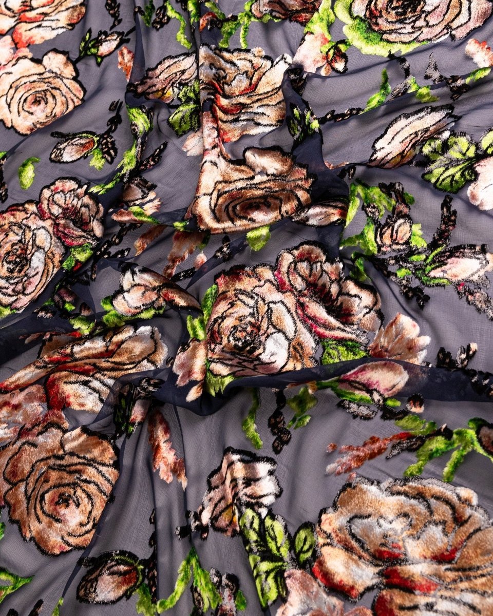 Silk Lurex Floral Fabric - Velvet, Pure Silk, Chiffon - Sharqiya - الشرقية