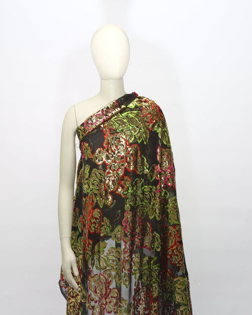 Silk Lurex Floral Fabric - Velvet, Pure Silk, Chiffon - Sharqiya - الشرقية