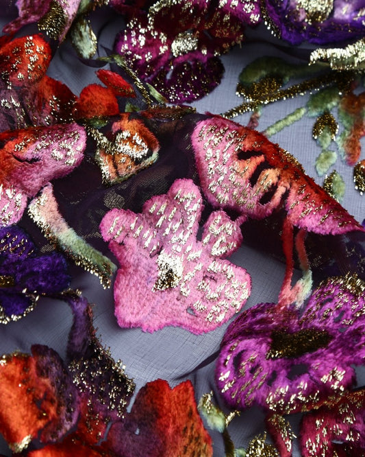 Silk Lurex Floral Fabric - Velvet, Pure Silk, Chiffon - Sharqiya - الشرقية