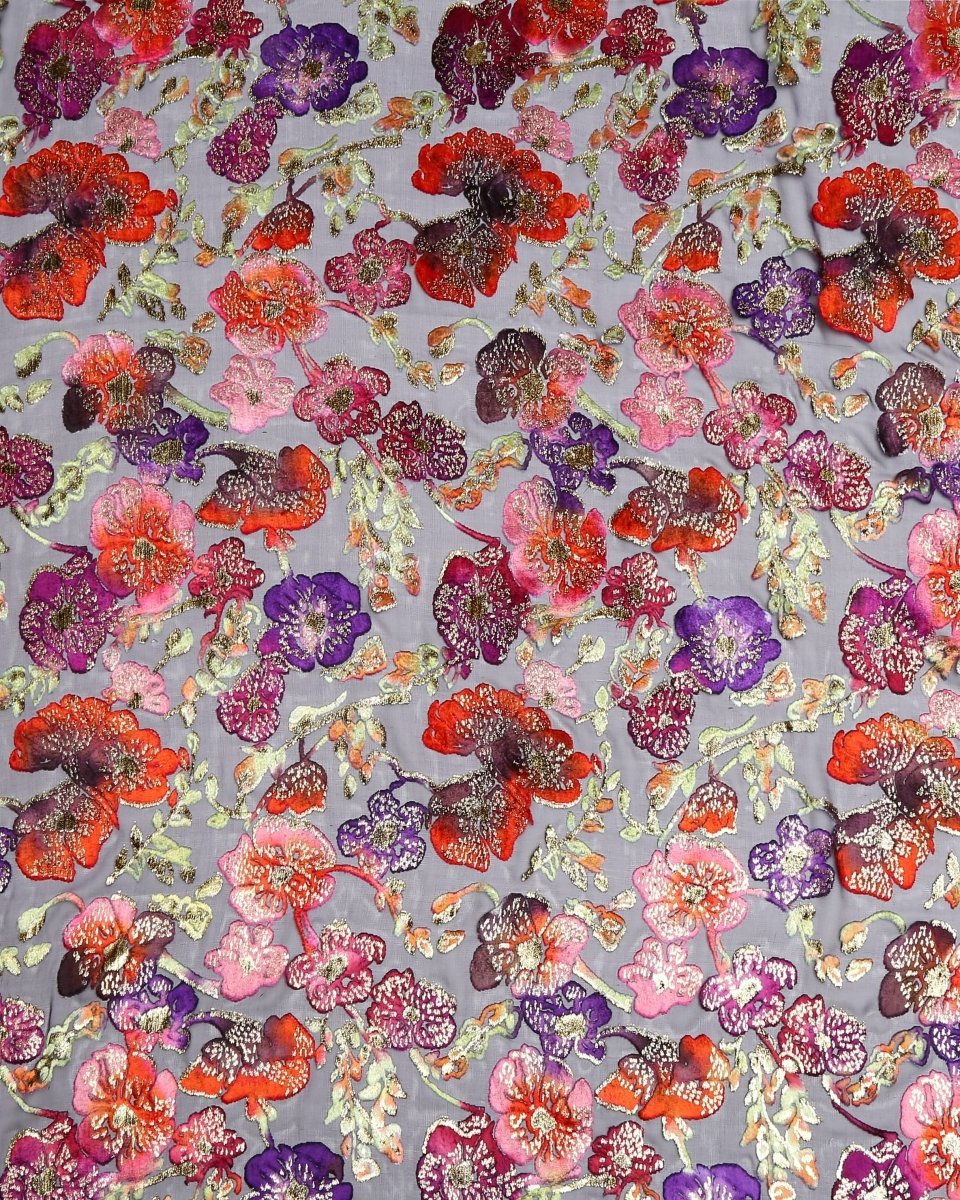 Silk Lurex Floral Fabric - Velvet, Pure Silk, Chiffon - Sharqiya - الشرقية