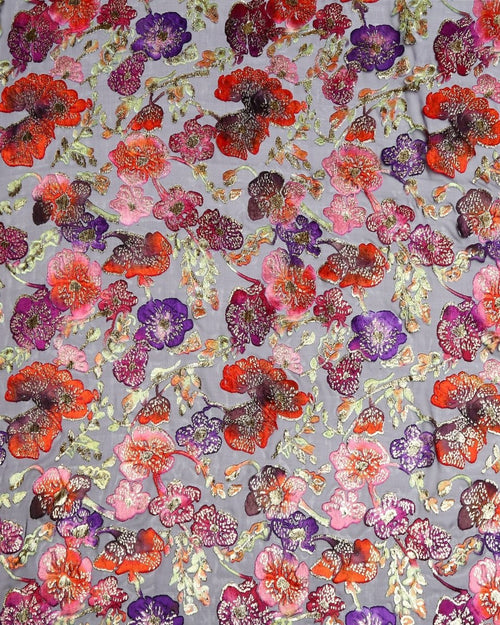 Silk Lurex Floral Fabric - Velvet, Pure Silk, Chiffon - Sharqiya - الشرقية