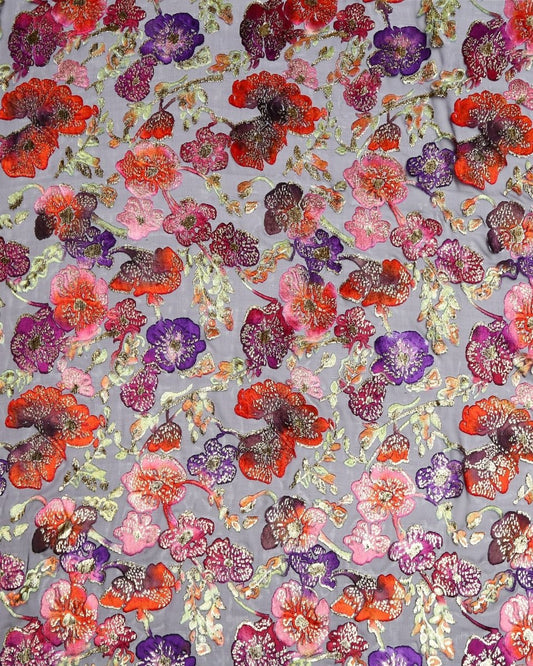 Silk Lurex Floral Fabric - Velvet, Pure Silk, Chiffon - Sharqiya - الشرقية