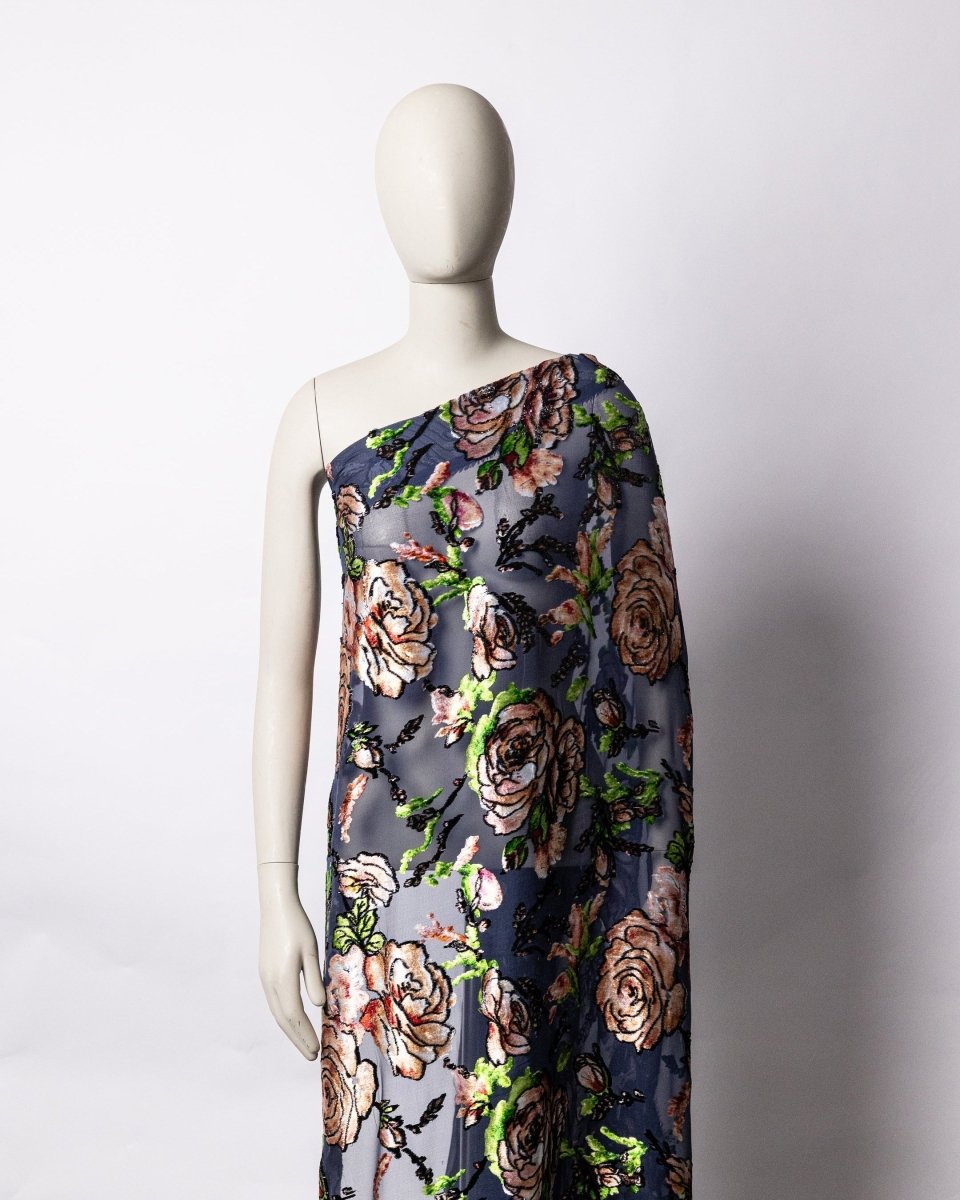 Silk Lurex Floral Fabric - Velvet, Pure Silk, Chiffon - Sharqiya - الشرقية