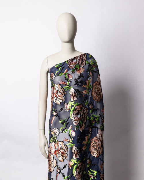 Silk Lurex Floral Fabric - Velvet, Pure Silk, Chiffon - Sharqiya - الشرقية