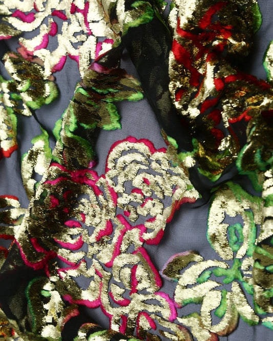 Silk Lurex Floral Fabric - Velvet, Pure Silk, Chiffon - Sharqiya - الشرقية