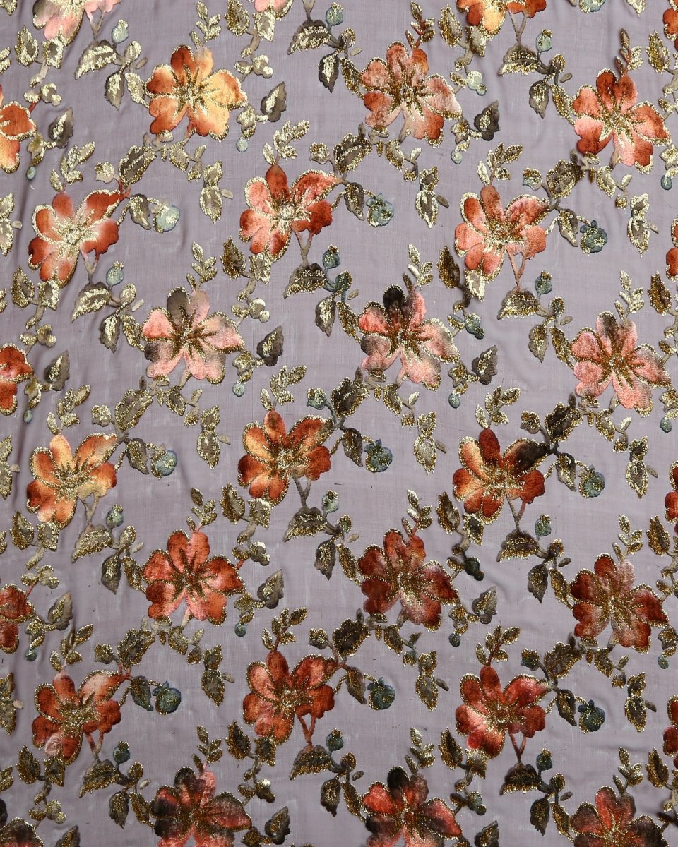 Silk Lurex Floral Fabric - Velvet, Pure Silk, Chiffon - Sharqiya - الشرقية