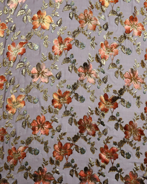 Silk Lurex Floral Fabric - Velvet, Pure Silk, Chiffon - Sharqiya - الشرقية