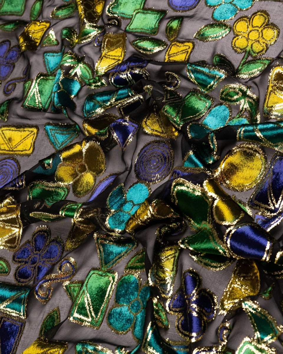 Silk Lurex Floral Fabric - Velvet, Pure Silk, Chiffon - Sharqiya - الشرقية