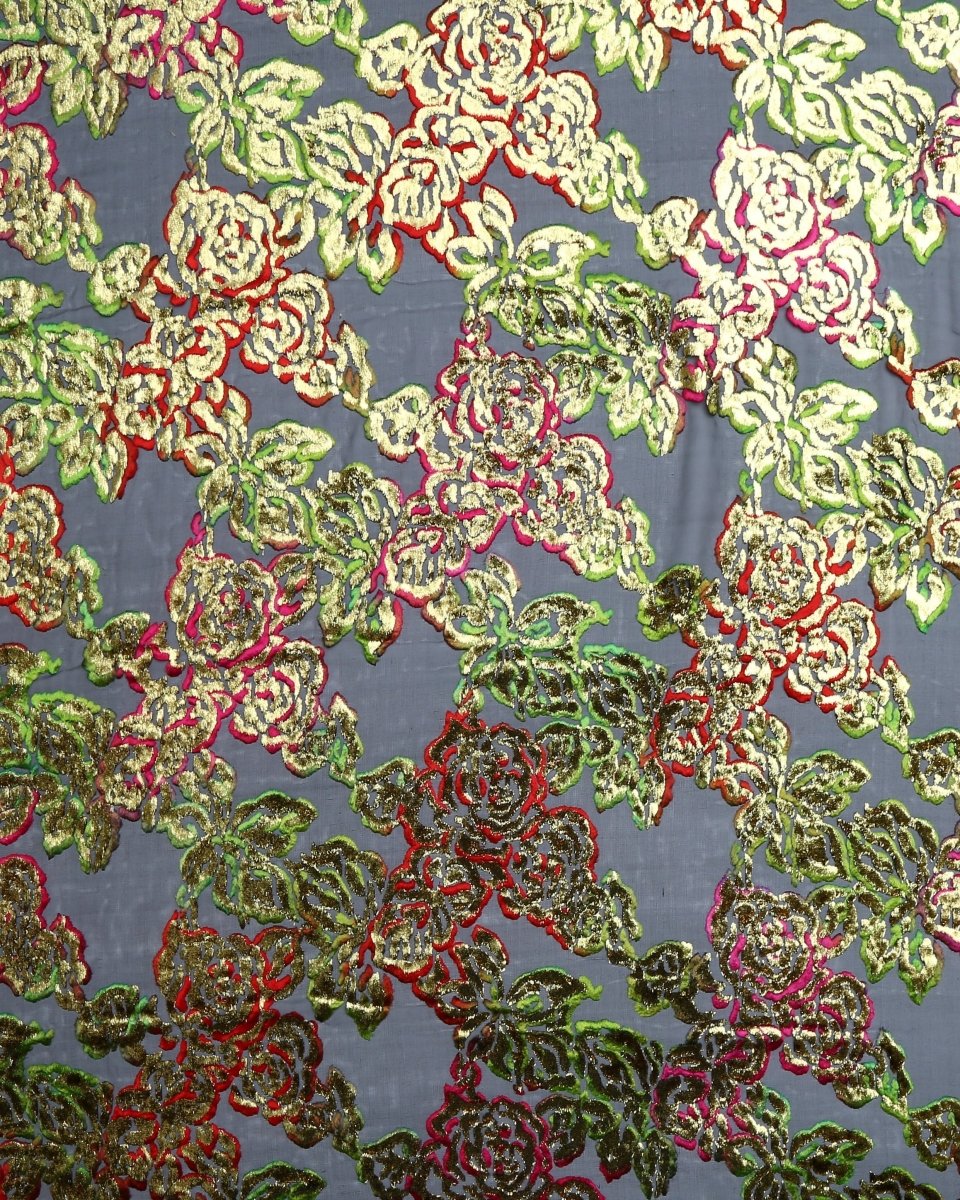 Silk Lurex Floral Fabric - Velvet, Pure Silk, Chiffon - Sharqiya - الشرقية