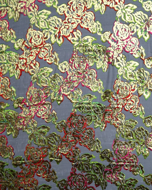 Silk Lurex Floral Fabric - Velvet, Pure Silk, Chiffon - Sharqiya - الشرقية