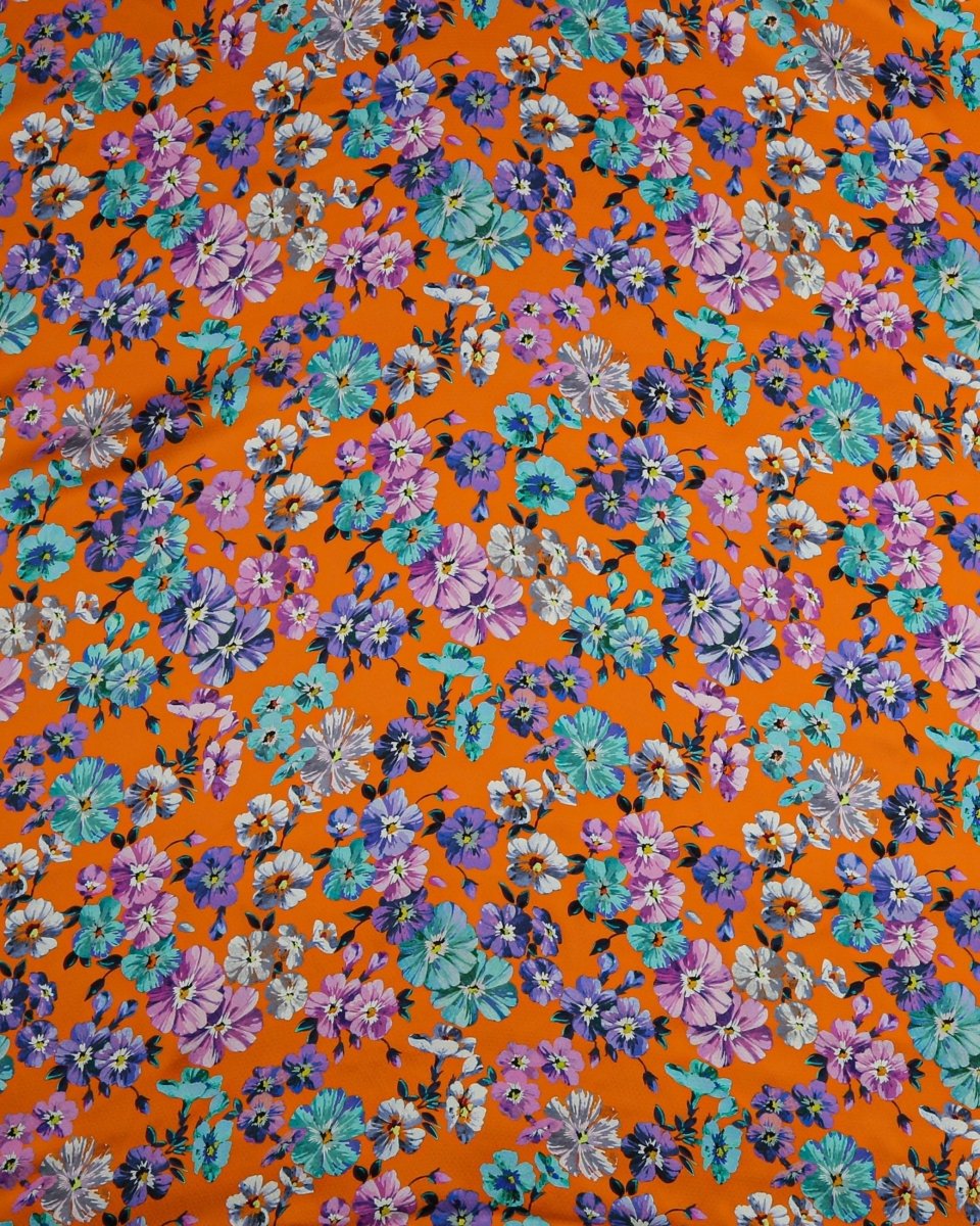 Silk Satin Floral Fabric - Pure Silk - Sharqiya - الشرقية