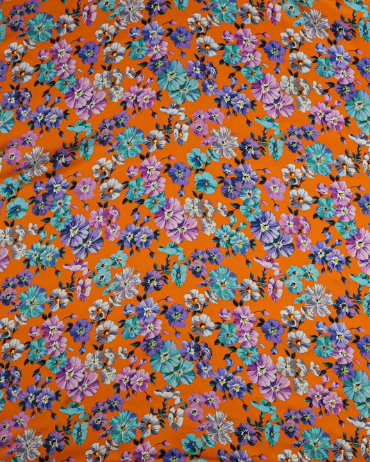 Silk Satin Floral Fabric - Pure Silk - Sharqiya - الشرقية