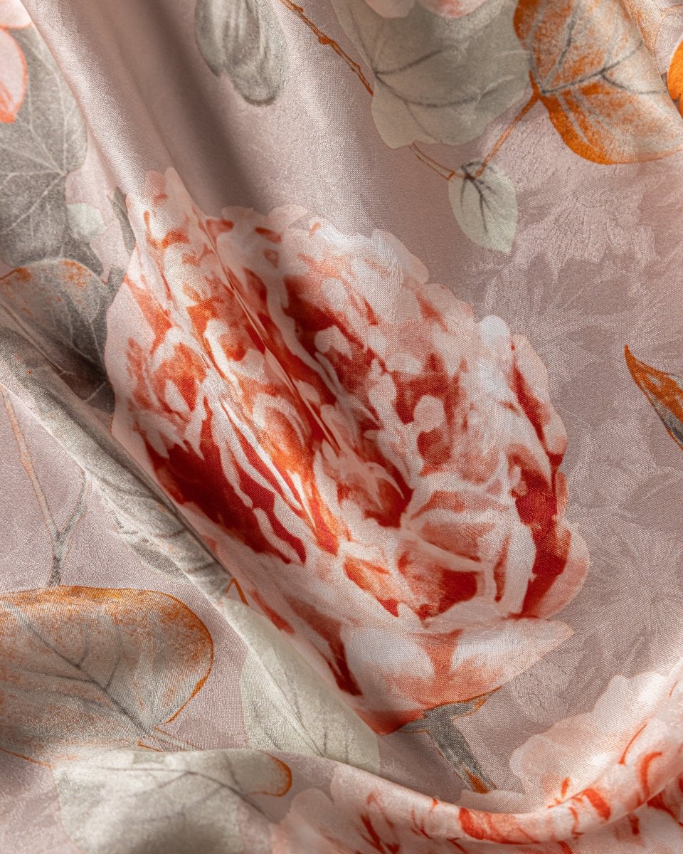 Silk Satin Floral Fabric - Pure Silk - Sharqiya - الشرقية