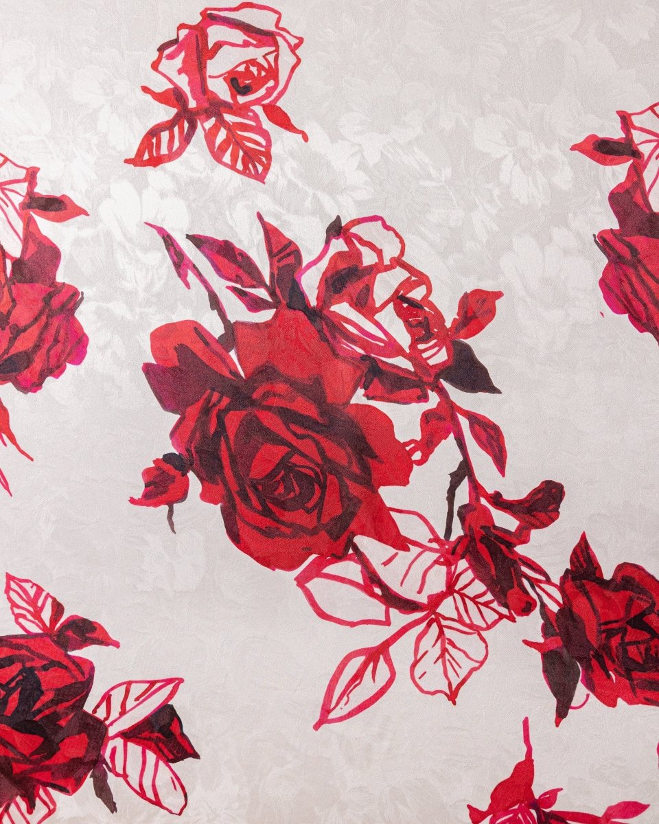 Silk Satin Floral Fabric - Pure Silk - Sharqiya - الشرقية