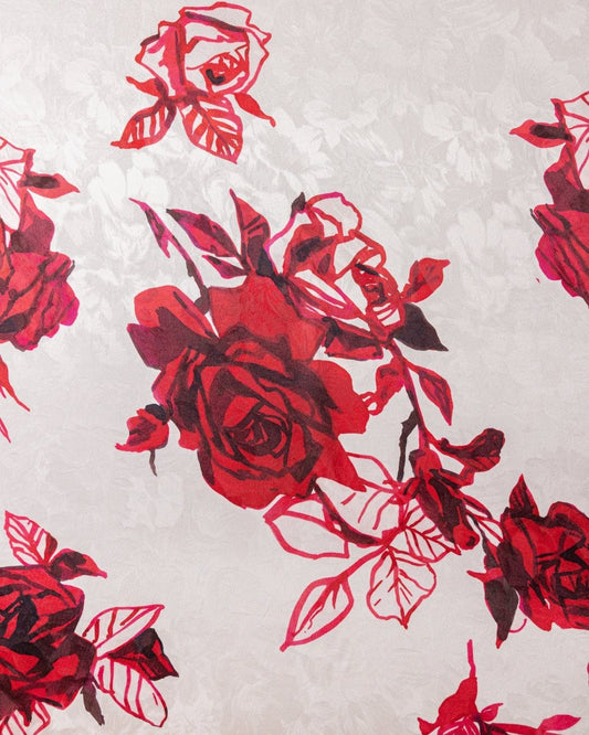 Silk Satin Floral Fabric - Pure Silk - Sharqiya - الشرقية