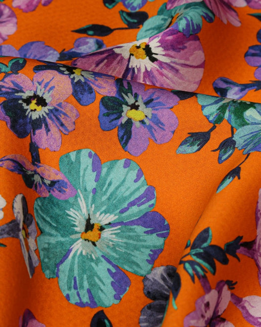 Silk Satin Floral Fabric - Pure Silk - Sharqiya - الشرقية