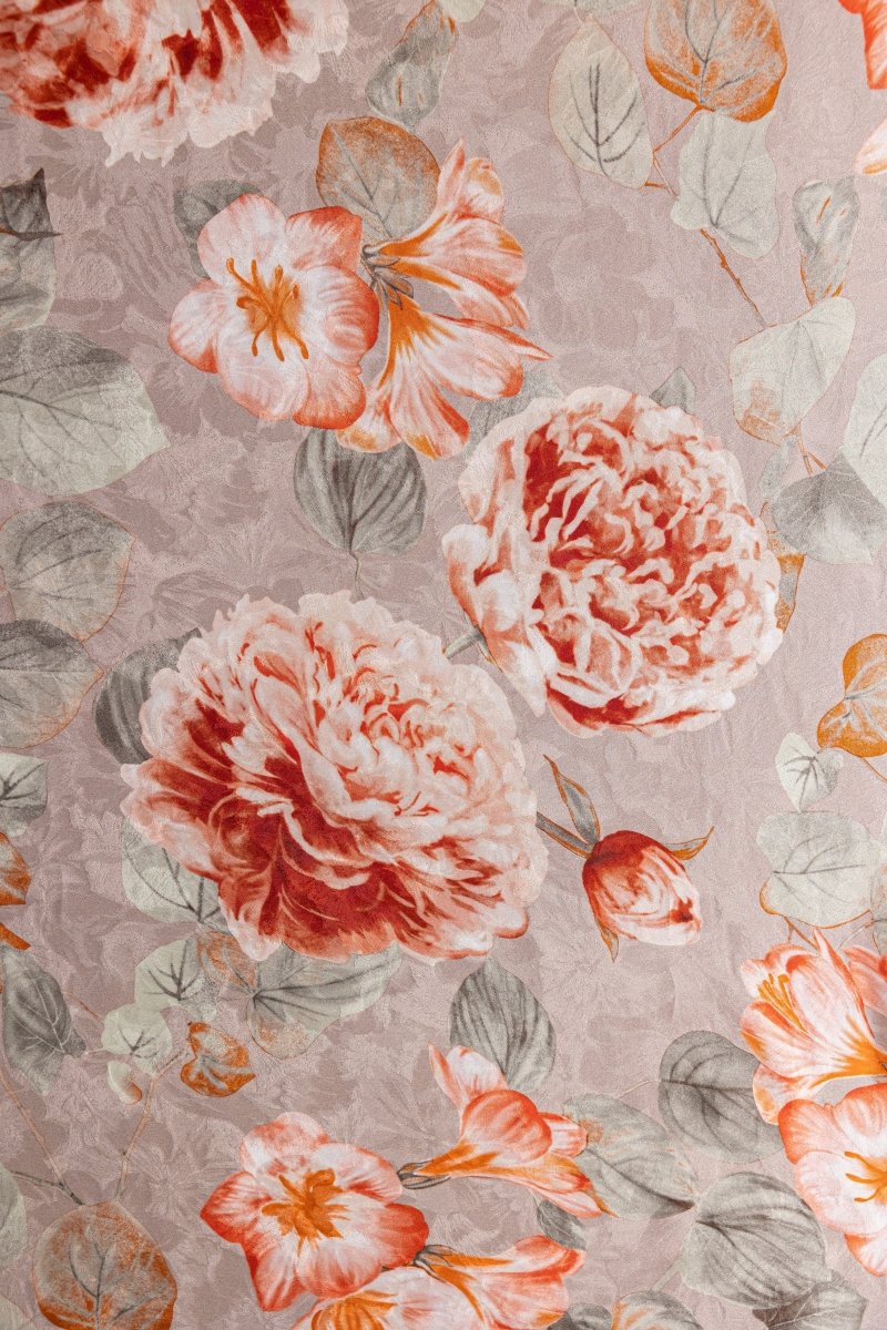 Silk Satin Floral Fabric - Pure Silk - Sharqiya - الشرقية