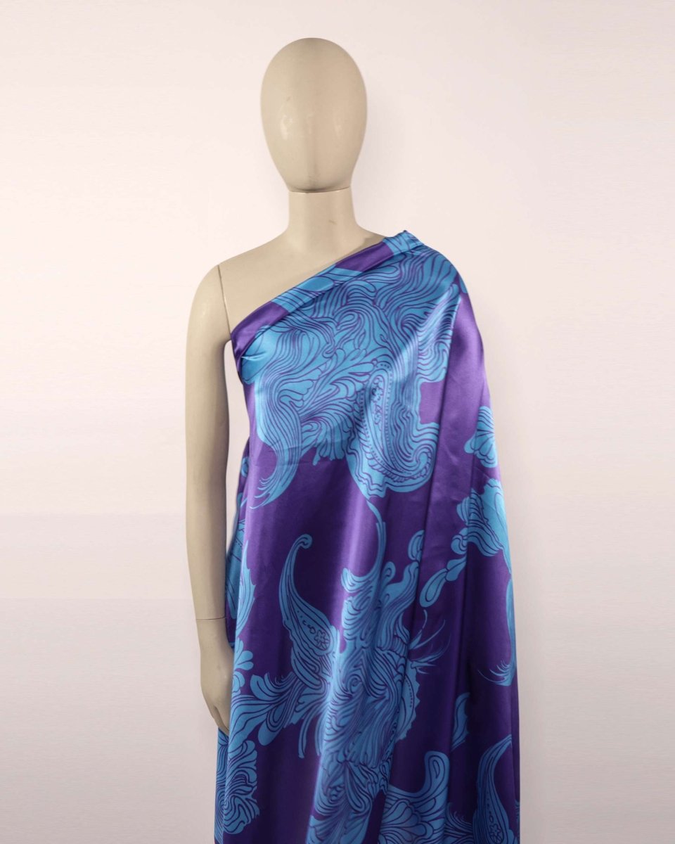Silk Satin Geometric Fabric - Pure Silk - Sharqiya - الشرقية