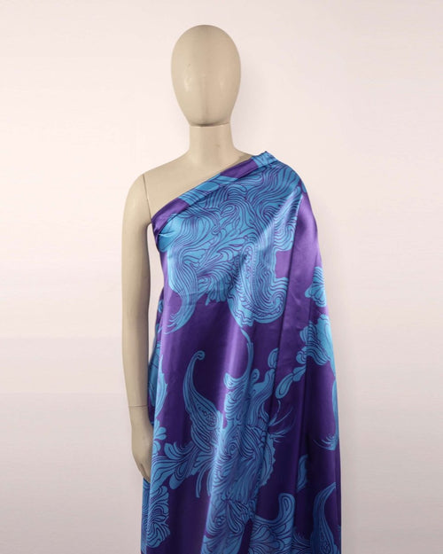 Silk Satin Geometric Fabric - Pure Silk - Sharqiya - الشرقية
