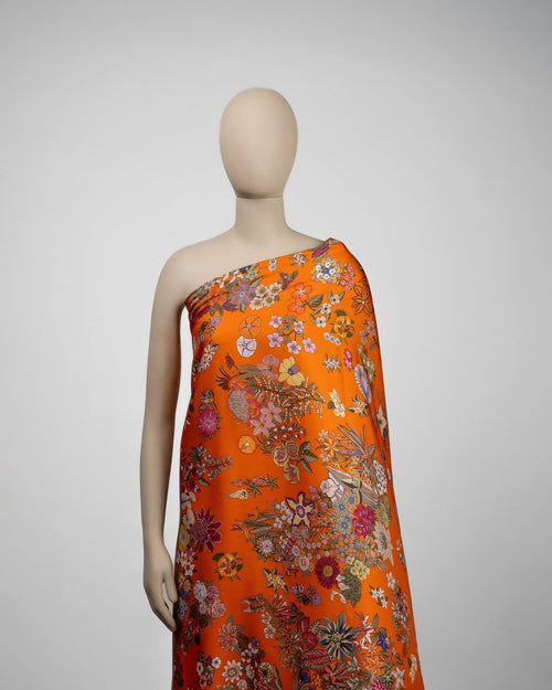 Silk Twill Floral Fabric - Pure Silk - Sharqiya - الشرقية