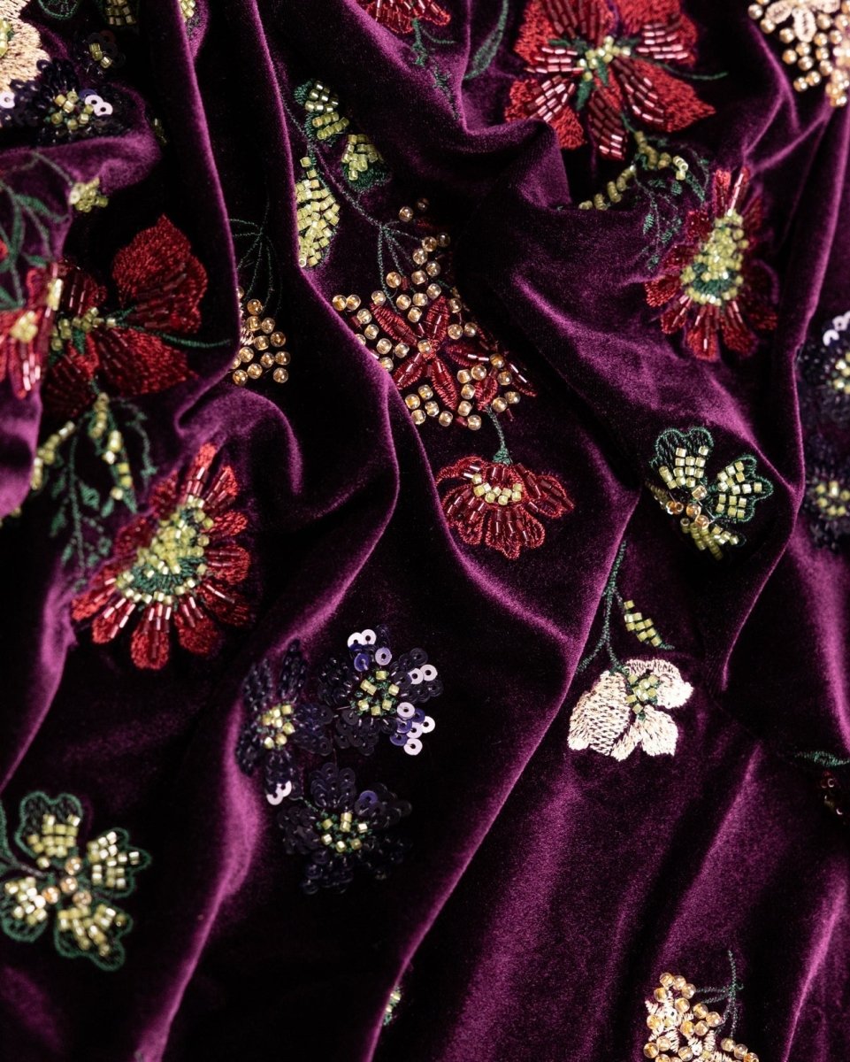 Silk Velvet Floral Fabric - Sharqiya - الشرقية