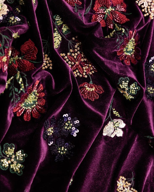 Silk Velvet Floral Fabric - Sharqiya - الشرقية