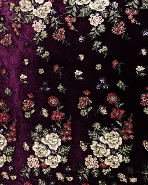 Silk Velvet Floral Fabric - Sharqiya - الشرقية