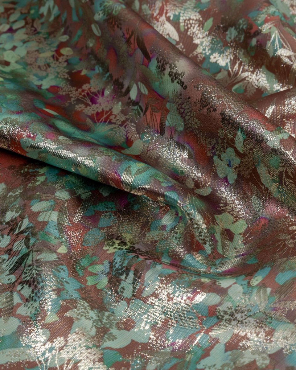 Swiss Jacquard Lurex Floral Fabric - Polyester - Silk - Sharqiya - الشرقية