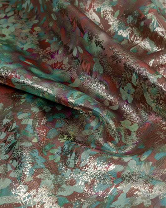 Swiss Jacquard Lurex Floral Fabric - Polyester - Silk - Sharqiya - الشرقية