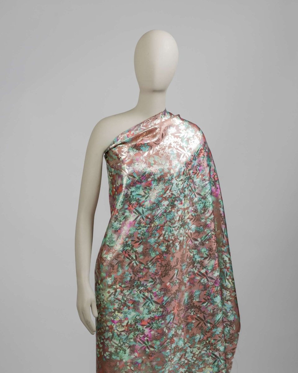 Swiss Jacquard Lurex Floral Fabric - Polyester - Silk - Sharqiya - الشرقية