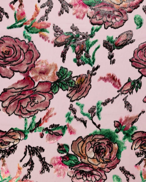 Taiwan Silk Chiffon Floral Lace - Velvet, Pure Silk - Sharqiya - الشرقية