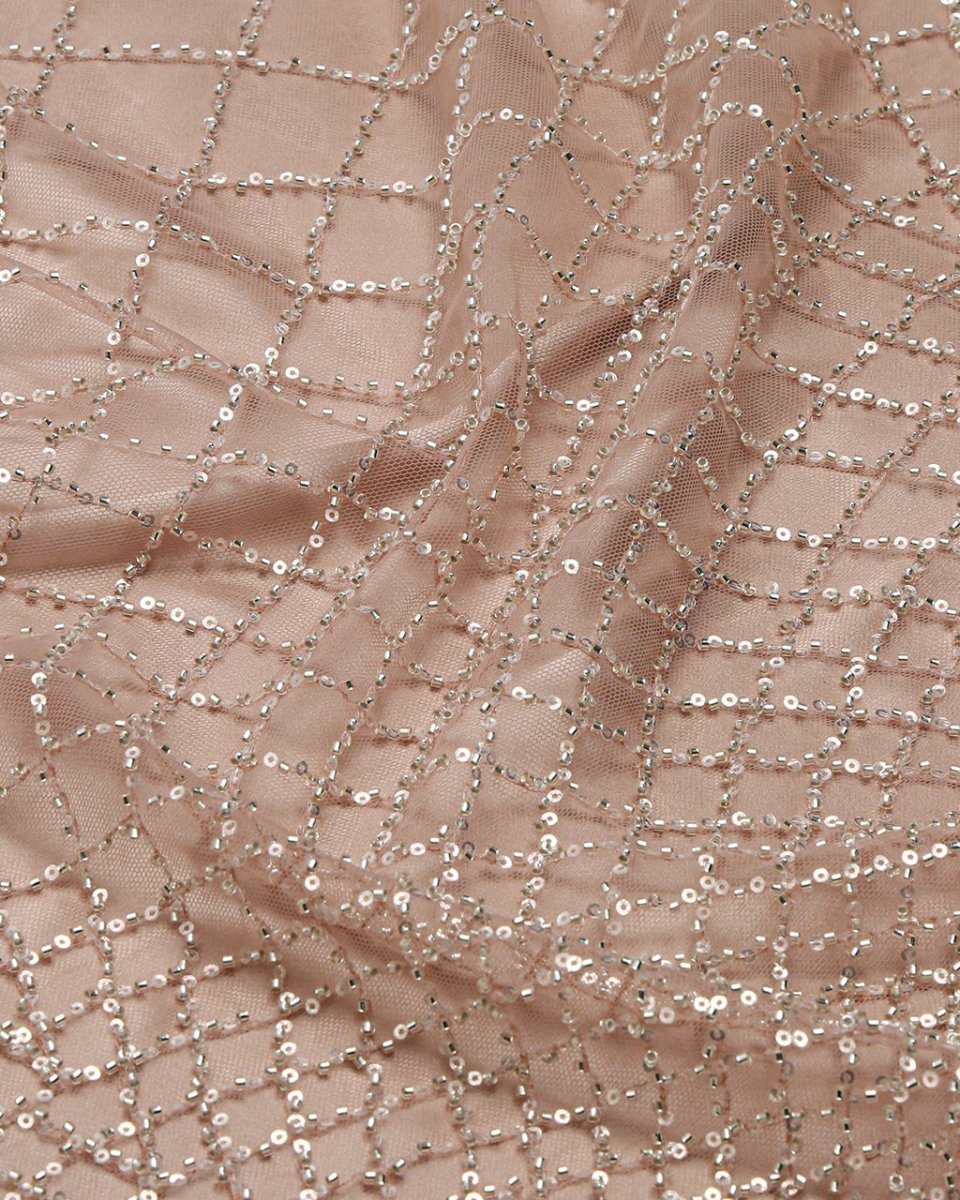 Taiwan Silk Tulle Beaded Fabric - Sharqiya - الشرقية