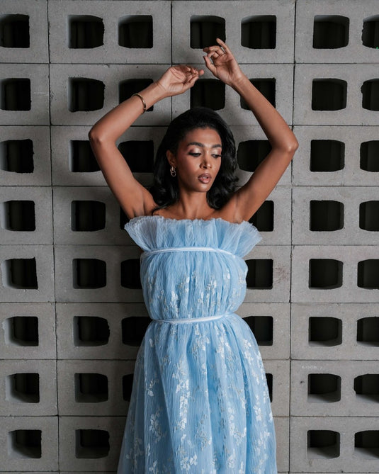 Tulle Plisse Embroidery Fabric - Sharqiya - الشرقية-3