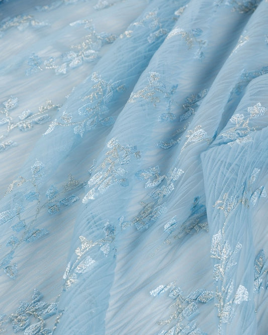 Tulle Plisse Embroidery Fabric - Sharqiya - الشرقية