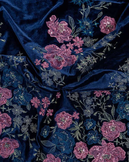 Velvet Embroidery with Sequins Beeds - Sharqiya - الشرقية
