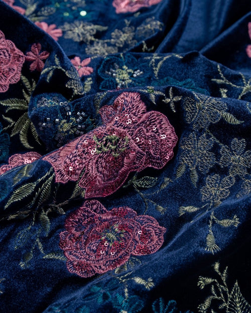 Velvet Embroidery with Sequins Beeds - Sharqiya - الشرقية