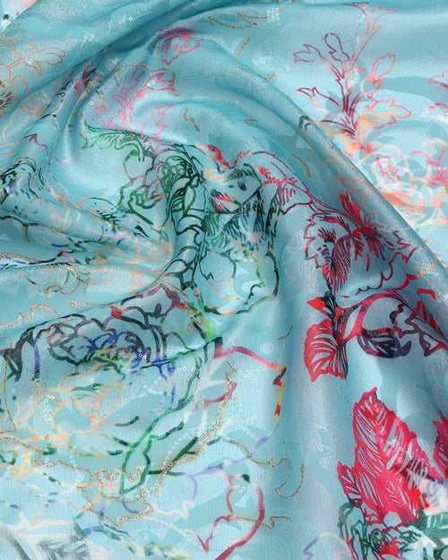 Viscose Silk Jacquard Floral Fabric - Polyester - Sharqiya - الشرقية